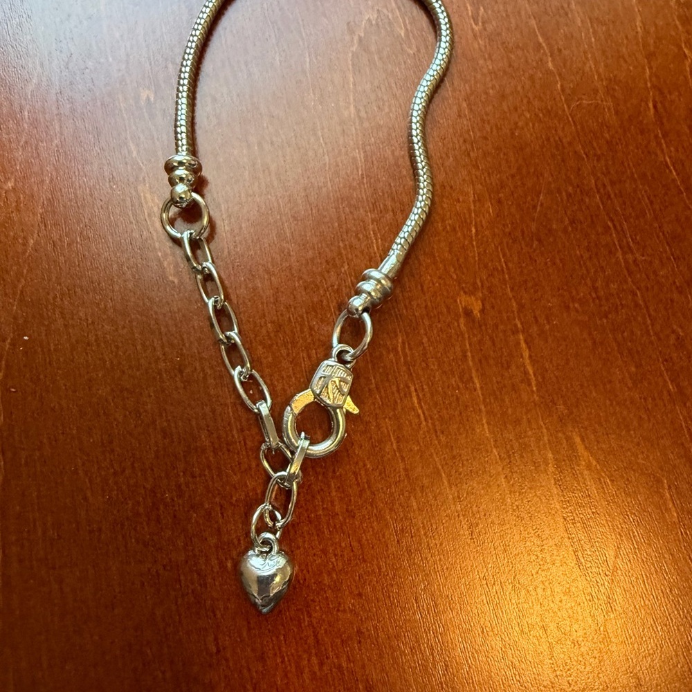 Elegant Silver Snake Chain Bracelet fits charms 7 inches